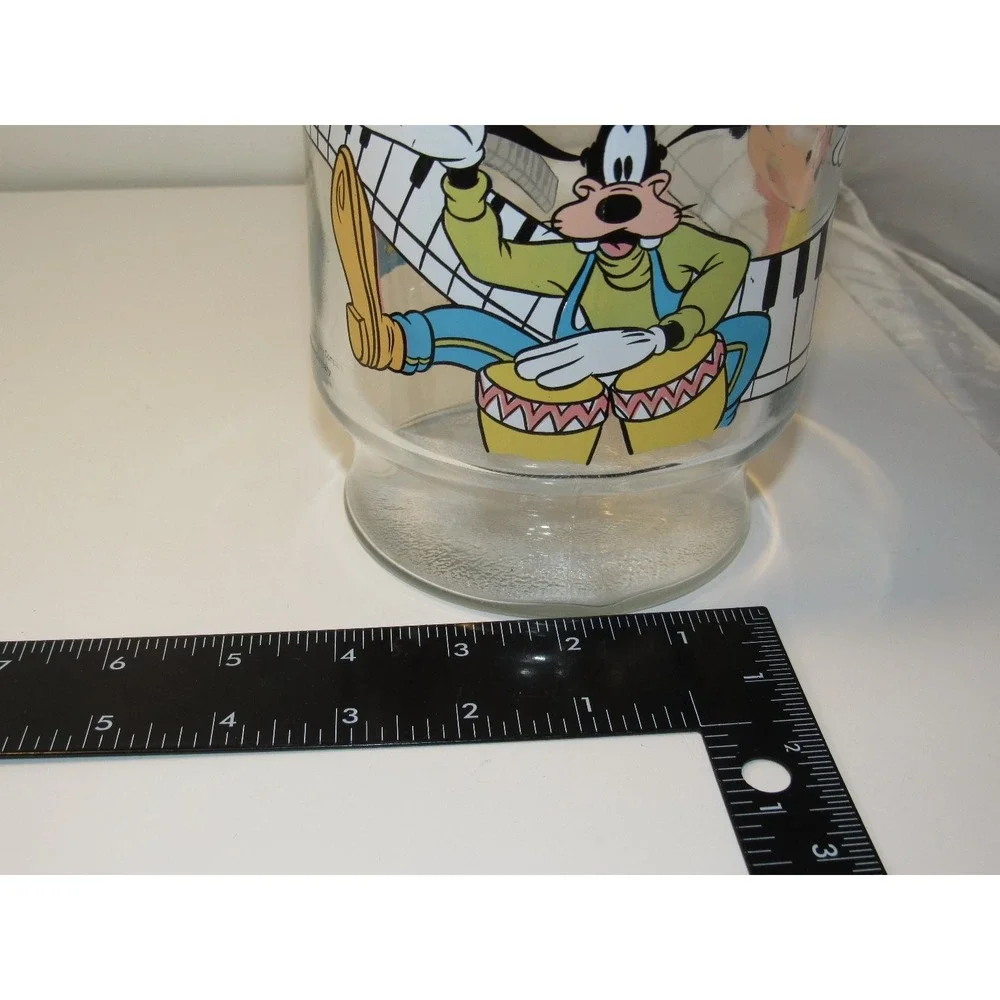 Disney‎ Mickey Minnie Goofy Glass Pitcher Musical Design Vintage